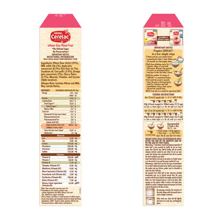 Nestle Cerelac Baby Cereal |No Refined Sugar | Wheat Rice Mixed Fruit From 10 - 24 Months Box 300 Gm