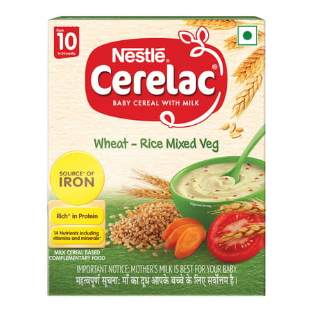 Nestle Cerelac Baby Cereal With Milk Wheat - Rice Mixed Veg From 10 To 24 Month Stage 3 Box Of 300gm