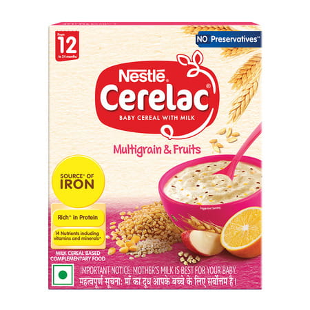 Nestle Cerelac Multigrain & Fruits | No Preservatives | 12 To 24 Months | 300 Gm
