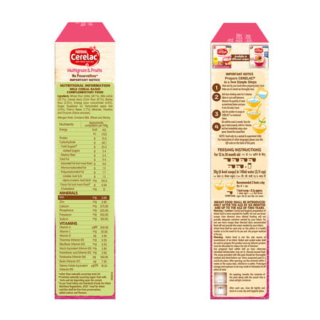 Nestle Cerelac Baby Cereal With Milk Multigrain & Fruits From 12 To 24 Months Stage 4 Box Of 300gm