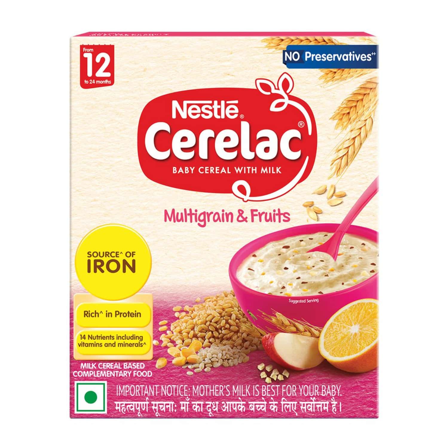 Nestle Cerelac Multigrain & Fruits | No Preservatives | 12 To 24 Months | 300 Gm