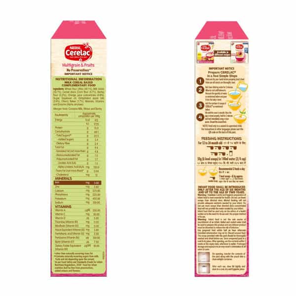 Nestle Cerelac Multigrain & Fruits | No Preservatives | 12 To 24 Months | 300 Gm