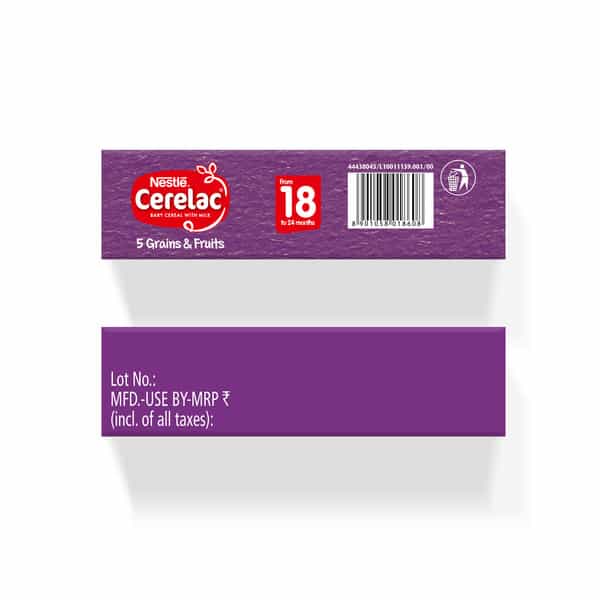 Nestle Cerelac 5 Grains & Fruits Baby Food Cereal | No Preservatives | 18 To 24 Months | 300 G