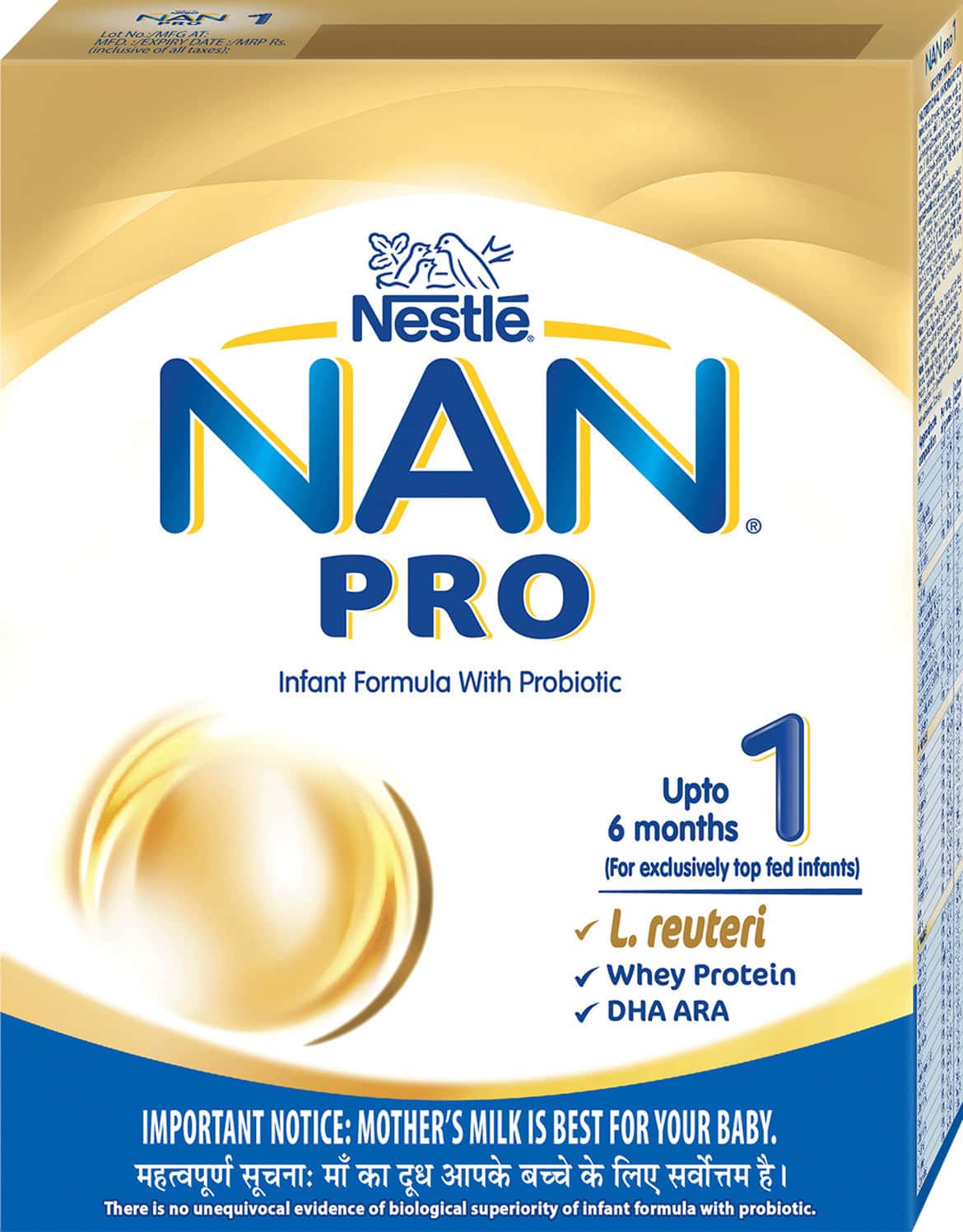 Nestle Nan Pro 1 Infant Formula With Probiotic | Stage 1 Up To 6 Months | 400g Pouch In Box