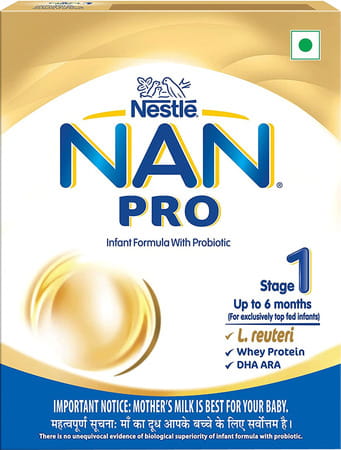 Nestle Nan Pro 1 Infant Formula With Probiotic | Stage 1 Up To 6 Months | 400g Pouch In Box