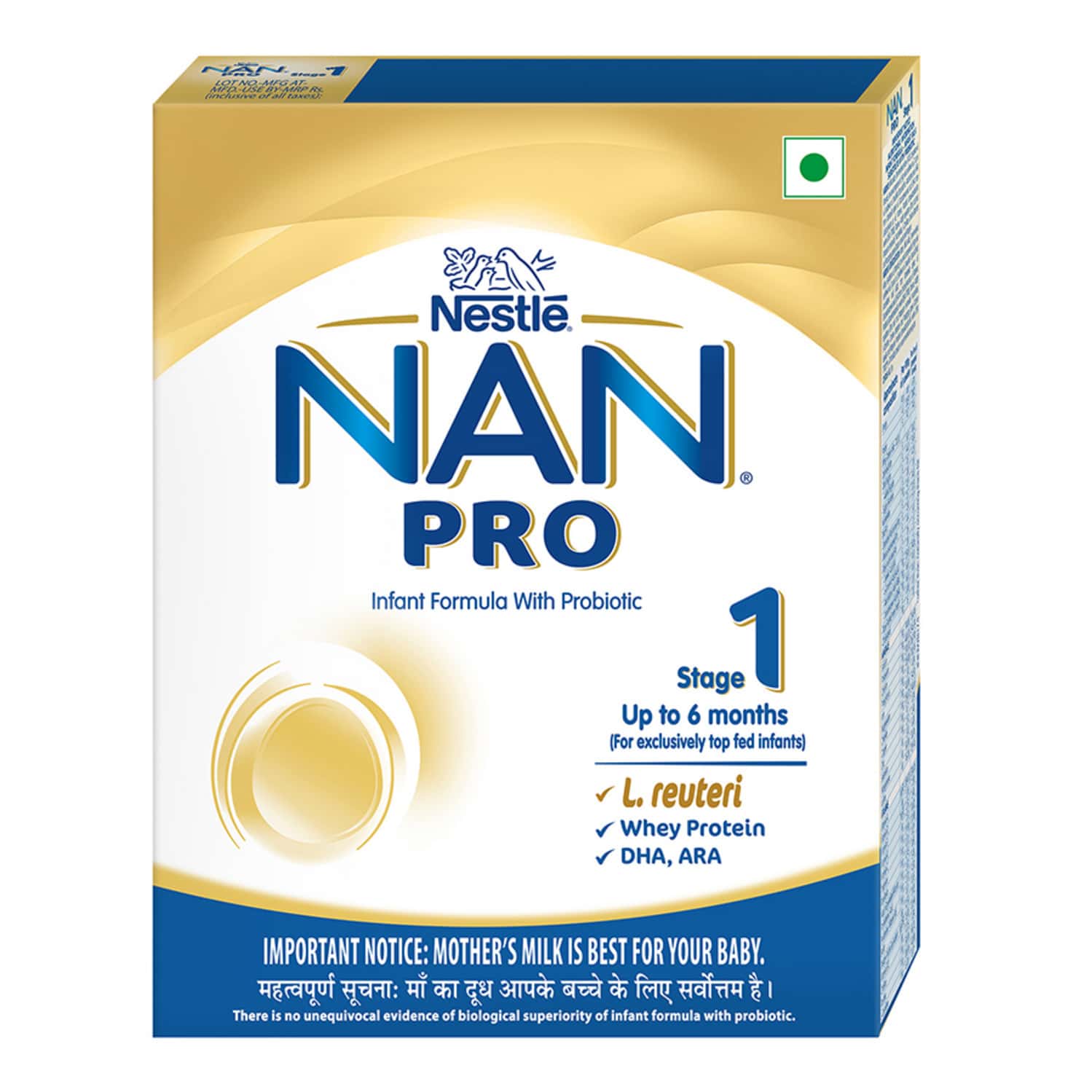 Nestle Nan Pro 1 Infant Formula With Probiotic | Stage 1 Up To 6 Months | 400g Pouch In Box