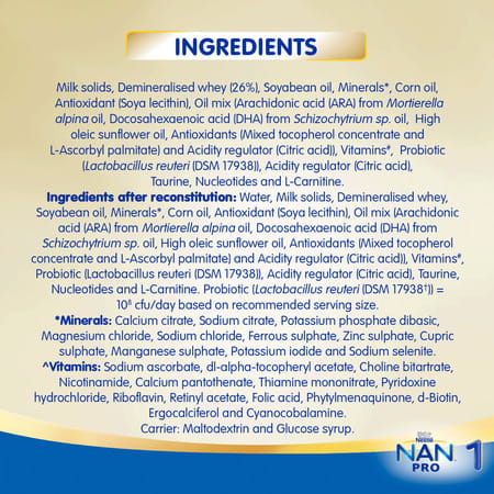 Nestle Nan Pro 1 Infant Formula With Probiotic | Stage 1 Up To 6 Months | 400g Pouch In Box