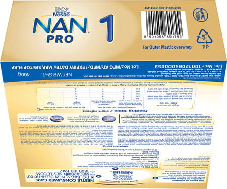 Nestle Nan Pro 1 Infant Formula With Probiotic | Stage 1 Up To 6 Months | 400g Pouch In Box