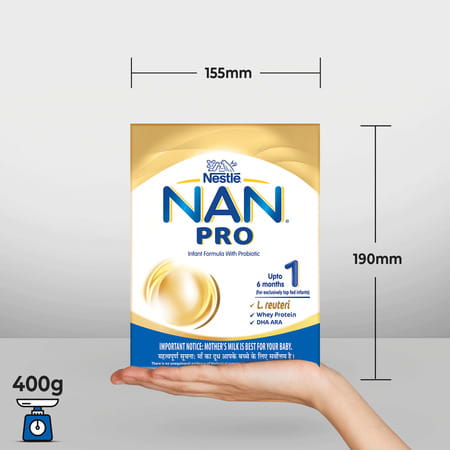 Nestle Nan Pro 1 Infant Formula With Probiotic | Stage 1 Up To 6 Months | 400g Pouch In Box