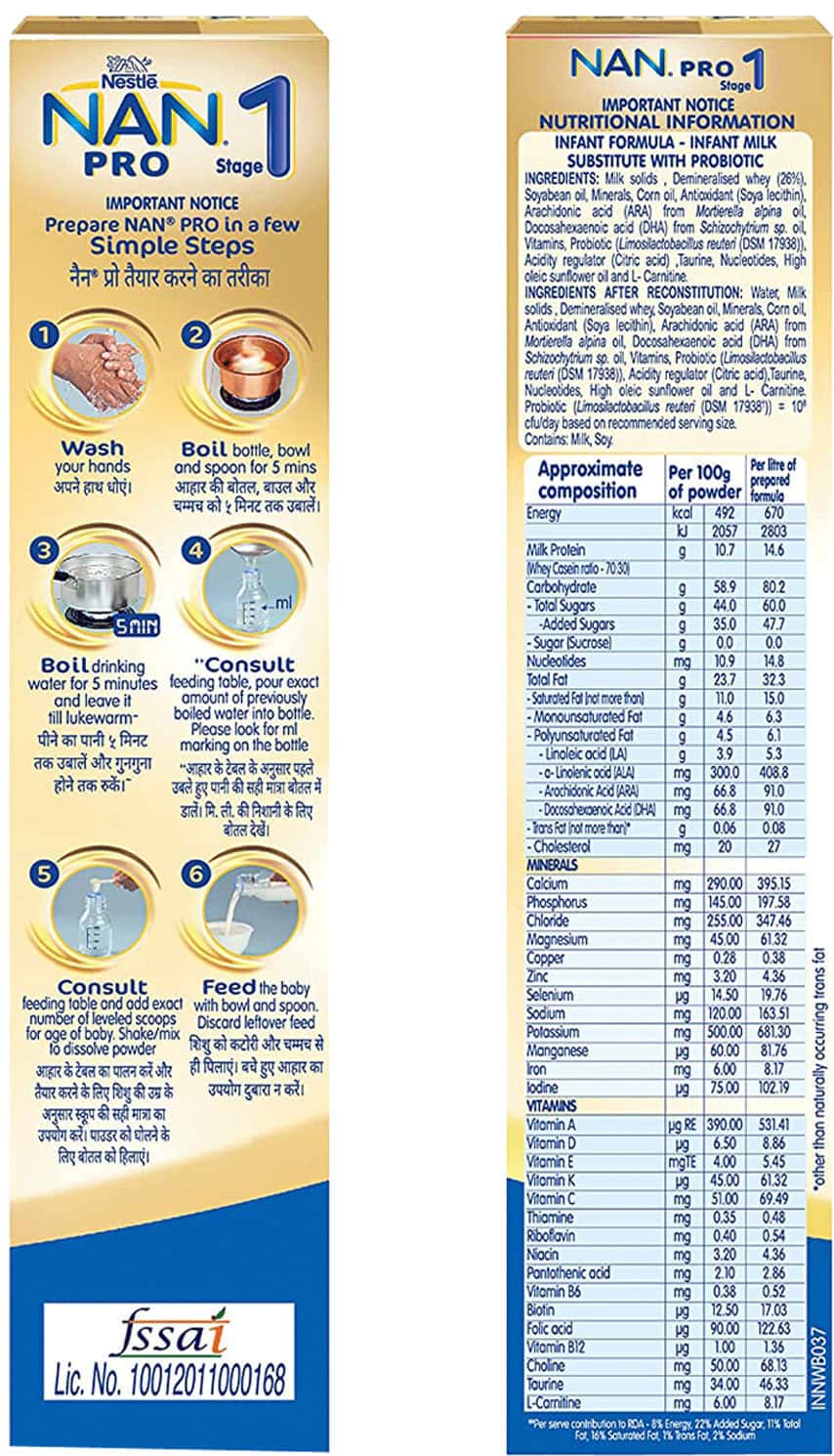 Nestle Nan Pro Stage Infant Formula (Upto Months) Powder Box Of 400 Gm