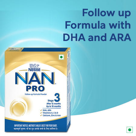Nestle Nan Pro 3 Follow-Up Formula | Stage 3 For 12-18 Months | 400g Pouch In Box