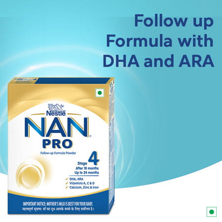 Nestle Nan Pro 4 Follow-Up Formula | Stage 4 For 18-24 Months | 400g Pouch In Box