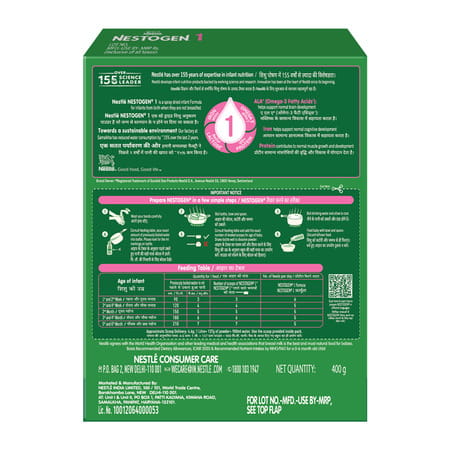 Nestle Nestogen 1 Infant Formula Powder | Bone Strength & Brain Development | Up To 6 Months | 400gm