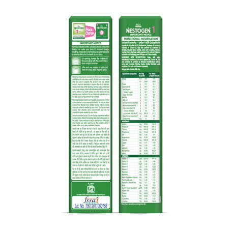 Nestle Nestogen 1 Infant Formula Powder | Bone Strength & Brain Development | Up To 6 Months | 400gm