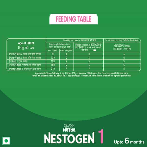 Nestle Nestogen 1 Infant Formula Powder | Bone Strength & Brain Development | Up To 6 Months | 400Gm