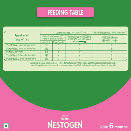 Nestle Nestogen 1 Infant Formula Powder | Bone Strength & Brain Development | Up To 6 Months | 400gm