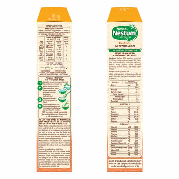 Nestle Nestum Infant Cereal Stage-3 (10 Months-24 Months) Rice Fruits 300 G