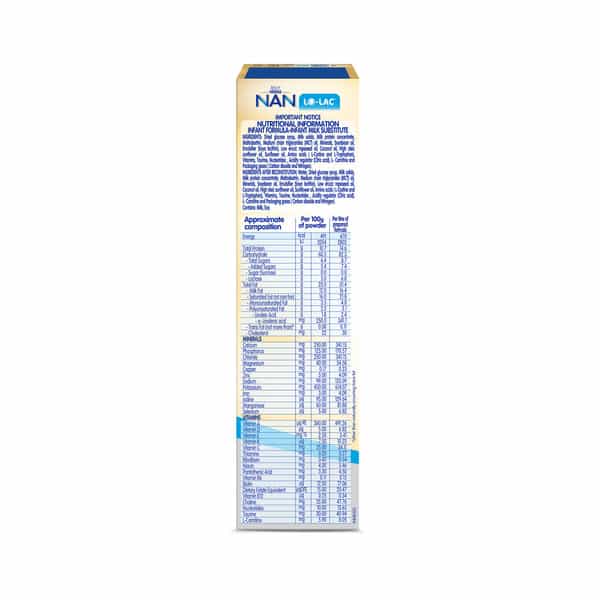 Nestle Nan Lo-Lac Infant Formula Powder | Bag-In-Box Pack | For Infants From Birth Onwards | 200Gm