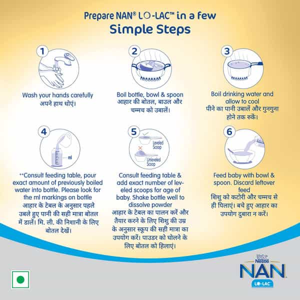 Nestle Nan Lo-Lac Infant Formula Powder | Bag-In-Box Pack | For Infants From Birth Onwards | 200Gm