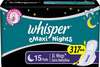 Whisper Maxi Overnight Sanitary Pads Extra Large Wings 15 Pieces