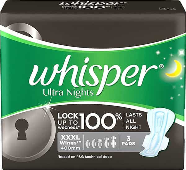 Whisper Ultra Nights Sanitary Pads Xxxl 3 Pieces