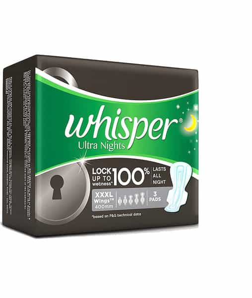 Whisper Ultra Nights Sanitary Pads Xxxl 3 Pieces