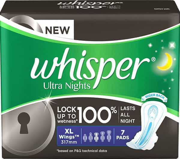 Whisper Ultra Nights Sanitary Pads Extra Large 7 Pieces