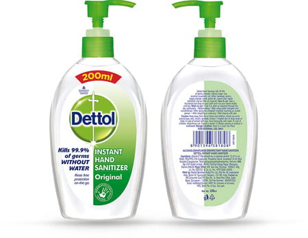 Dettol Hand Sanitizer Liquid Gel Pump | 72.34% Alcohol Kills 99.9% Germs- 200ml