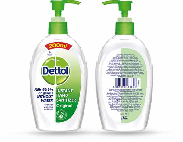 Dettol Hand Sanitizer Liquid Gel Pump | 72.34% Alcohol Kills 99.9% Germs- 200Ml