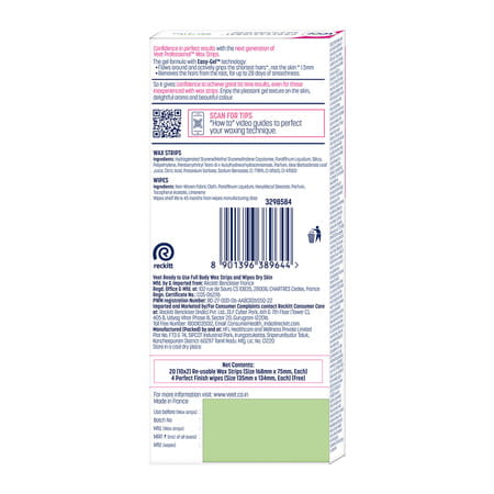 Veet Professional Waxing Strips Kit For Dry Skin | 20 Strips