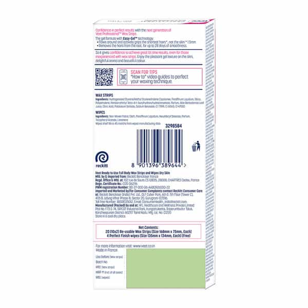Veet Professional Waxing Strips Kit For Dry Skin | 20 Strips