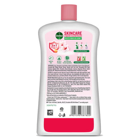 Dettol Liquid Handwash Refill Bottle - Skincare Moisturizing Hand Wash 900 Ml
