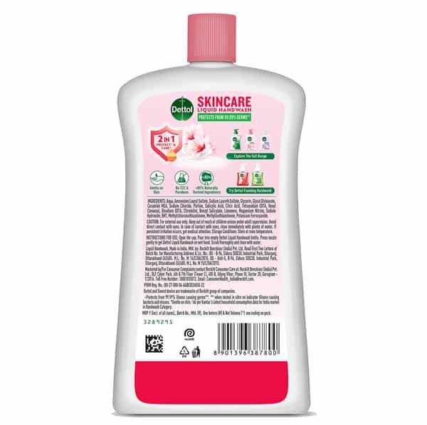 Dettol Liquid Handwash Refill Bottle - Skincare Moisturizing Hand Wash 900 Ml