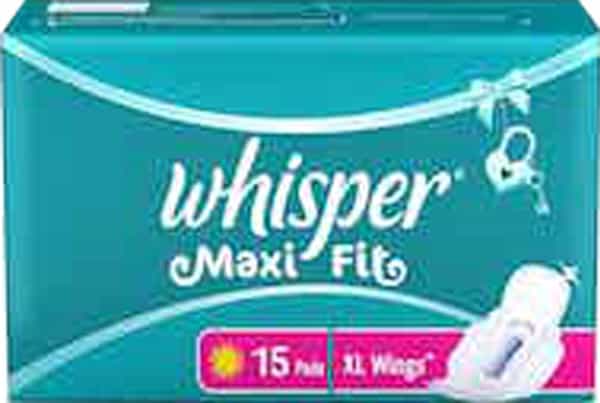 Whisper Maxi Fit Sanitary Pads Extra Large Wings 15 Pieces