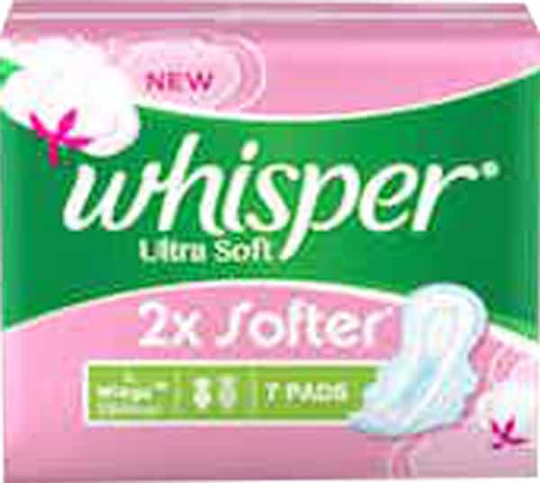 Whisper Ultra Soft Sanitary Pads Large 7 Pieces