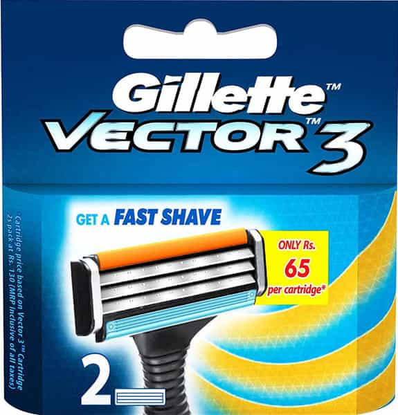 Gillette Vector 3  Razor Blades  Packet Of 2 Cartridges