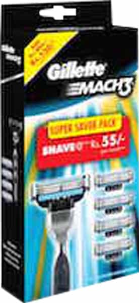 Gillette Mach3 Razor + 4 Blades (Cartridges) Pack