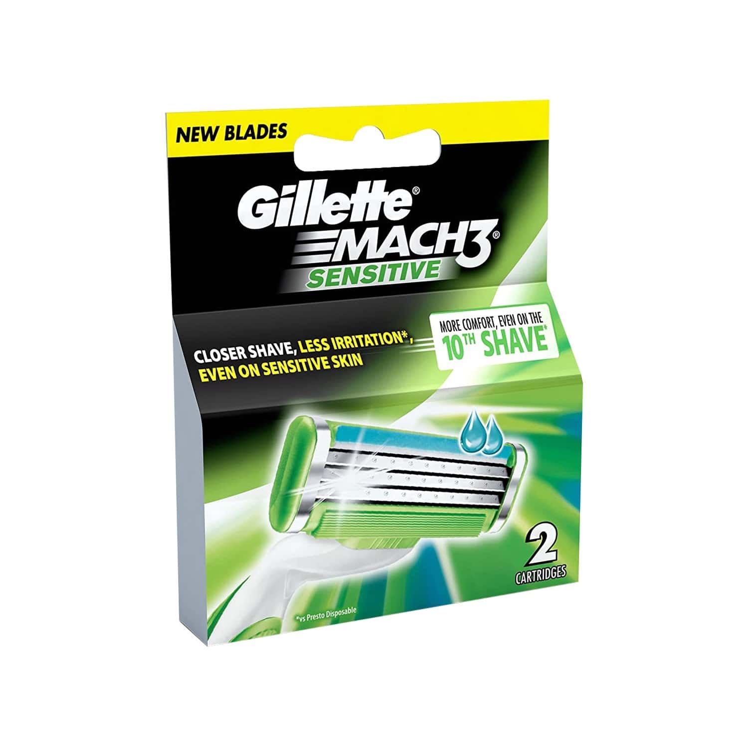 Buy GILLETTE MACH 3 SENSITIVE MANUAL SHAVING RAZOR BLADES PACKET OF 2