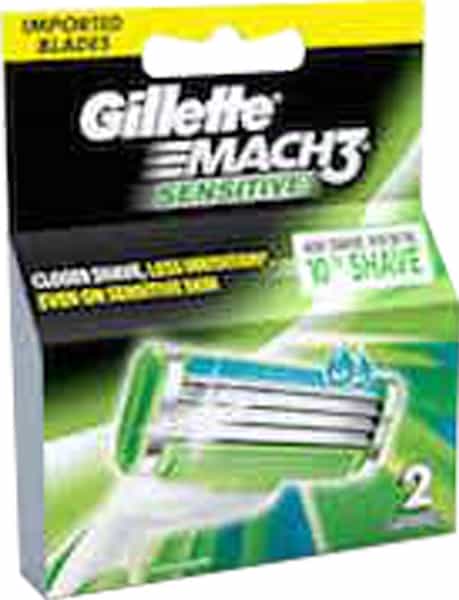 Gillette Mach 3 Sensitive Manual Shaving  Razor Blades  Packet Of 2 (Cartridge)