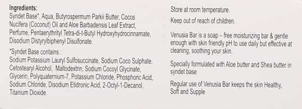 Venusia Cleansing And Moisturising | Syndet Bar | 75 Gm
