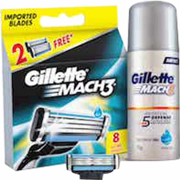 Gillette Mach3 8 Blades (Cartridges) Pack + 70Gm Shaving Gel