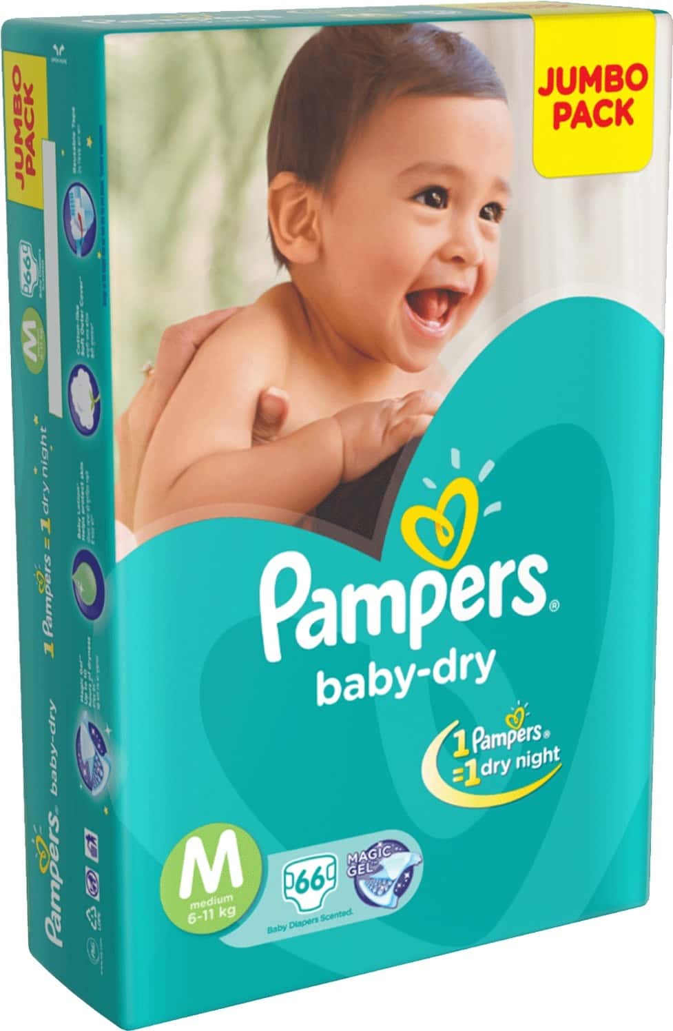 Buy PAMPERS BABY DRY DIAPERS, MEDIUM 66 COUNT Online & Get Upto 60