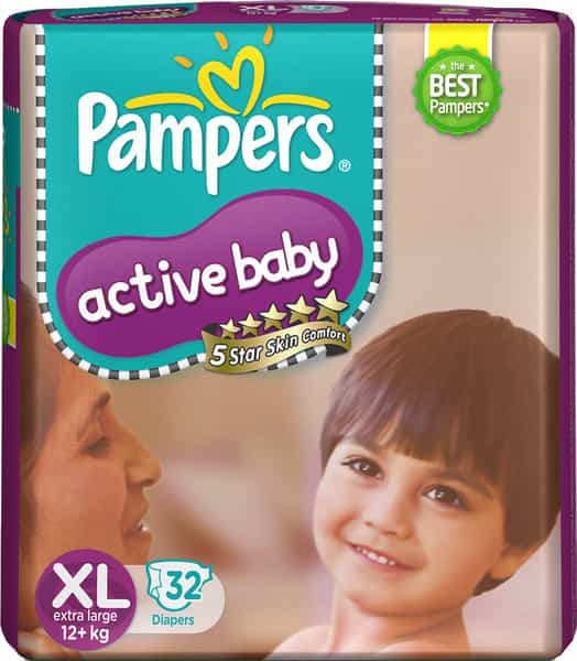 Pampers Active Baby Diapers Xtra Large Size 32 Pieces Pack
