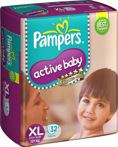Pampers Active Baby Diapers Xtra Large Size 32 Pieces Pack