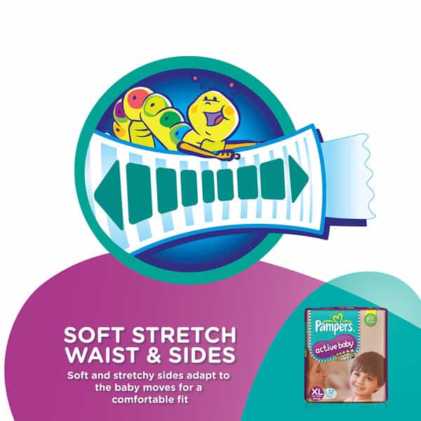 Pampers Active Baby Diapers Xtra Large Size 32 Pieces Pack
