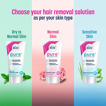 Veet Pure Hair Removal Cream For Women With No Ammonia Smell Dry Skin - 50g