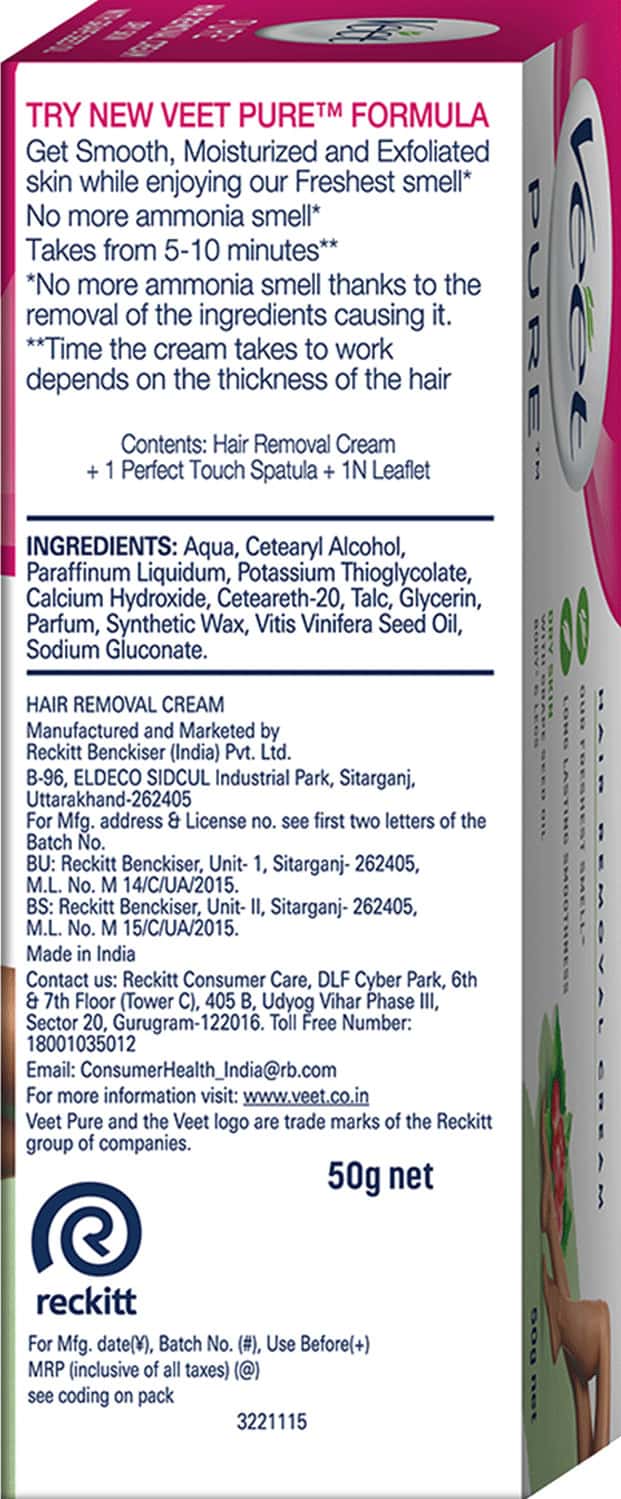Buy VEET PURE HAIR REMOVAL CREAM FOR WOMEN WITH NO AMMONIA SMELL DRY