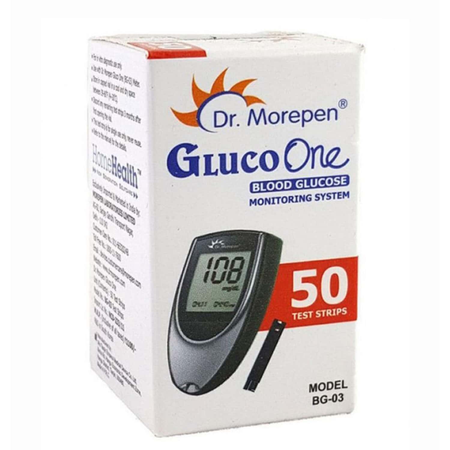 Dr. Morepen Gluco One Blood Glucose Test Strip | Bg-03 | 50 No's