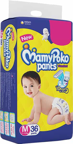 Mamy Poko Pants Standard Pant Style Medium Size Diapers - 36 Count