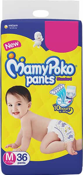 Mamy Poko Pants Standard Pant Style Medium Size Diapers - 36 Count